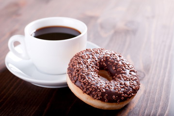 chocolate donut with coffee