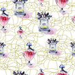 © Anita - Watercolor bottles with perfume seamless background