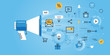 © PureSolution - Flat line design website banner of digital marketing. Modern vector illustration for web design, marketing and print material.