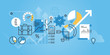 © PureSolution - Flat line design website banner of business analysis and planning.Modern vector illustration for web design, marketing and print material.