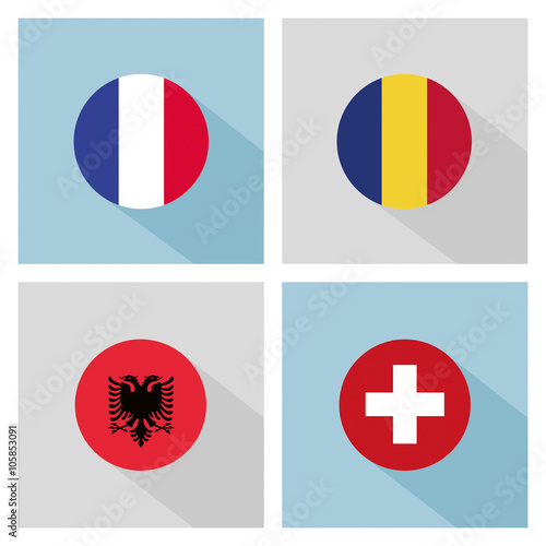 Fotografía soccer group A teams flags in flat design. UEFA euro 2016.