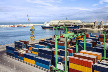container terminal in casablanca sea port, morocco
