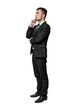 © gearstd - Full portrait of young man in business suit, thinking about something, isolated on a white background