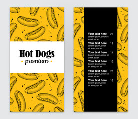 Wall Mural - Vector hand drawn hot dog  menu. Vintage hand drawn illustration