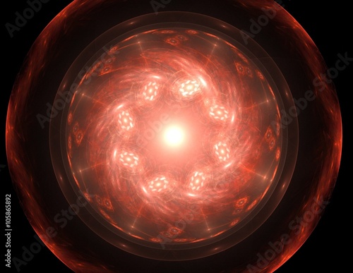 Zdjęcie XXL Seria cząstek elementarnych. Interplay of abstract Fractal form na temat nauki fizyki jądrowej i projektowania graficznego.