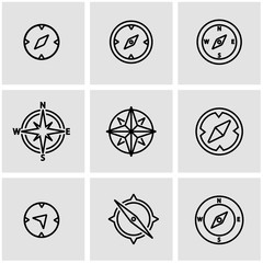 Sticker - Vector line compass icon set. Compass Icon Object, Compass Icon Picture, Compass Icon Image - stock vector