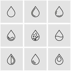 Wall Mural - vector line drop icon set. drop icon object, drop icon picture, drop icon image - stock vector