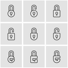 Poster - Vector line locks icon set. Locks Icon Object, Locks Icon Picture, Locks Icon Image - stock vector