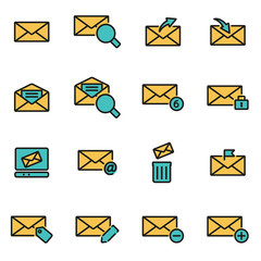 Sticker - Trendy flat line icon pack for designers and developers. Vector line email icon set, email icon object, email icon picture, email image - stock vector