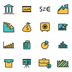 Wall Mural - Trendy flat line icon pack for designers and developers. Vector line economic icon set, economic icon object, economic icon picture, economic image - stock vector