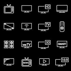 Wall Mural - Vector line tv icon set. TV Icon Object, TV Icon Picture, TV Icon Image - stock vector