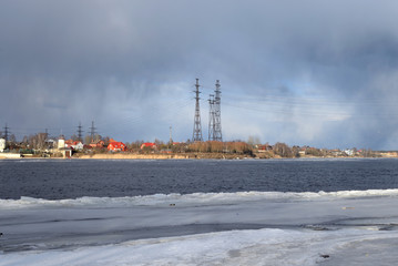 Canvas Print - Coast of the river Neva on the outskirts of St.Petersburg.