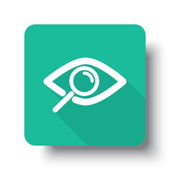 Wall Mural - flat white observation web icon on green button with drop shadow