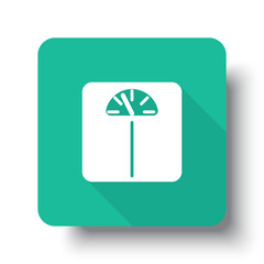 Wall Mural - flat white personal scale web icon on green button with drop sha