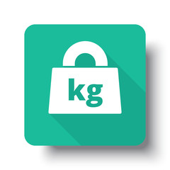 Wall Mural - flat white weight kilograms web icon on green button with drop s