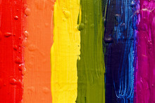 Gay And  LGBT Flag. Gay Culture Symbol. Handmade. Textured, Made With Acrylic Paint And Canvas.