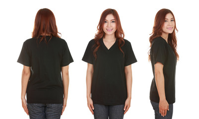 young beautiful female with blank t-shirt