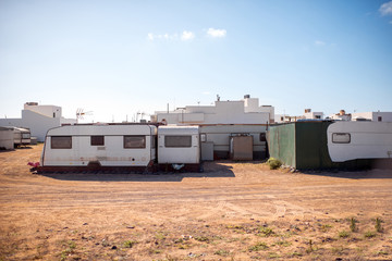 Camping vehicles settlement on the Fuerteventura island