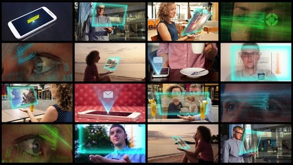 Futuristic Hologram Montage with Technology Using. UHD.