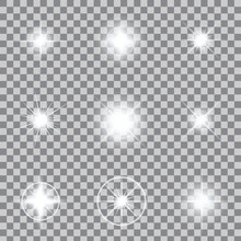 Creative Concept Vector Set Of Glow Light Effect Stars Bursts With Sparkles Isolated On Background.