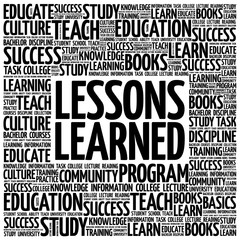 Wall Mural - lessons learned word cloud, education concept background