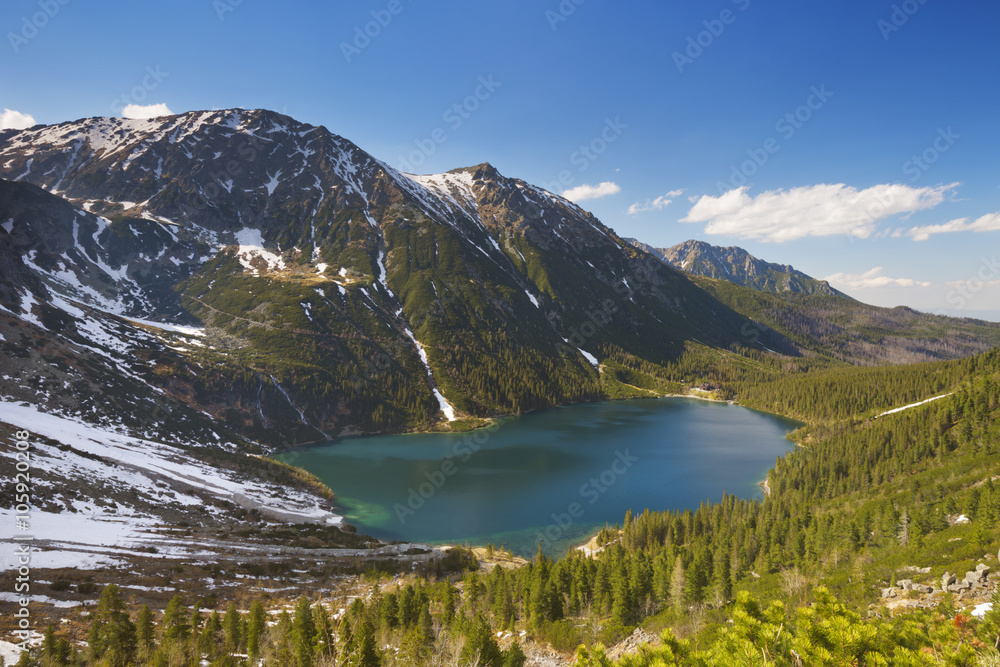 Morskie Oko lake in the Tatra Mountains, Poland