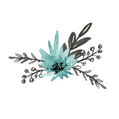 Wall Mural - Floral bouquet with blue flower and black branches