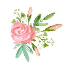 Wall Mural - Floral bouquet with red rose and green branches