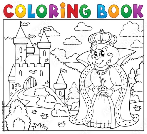 Download Coloring book queen near castle - 이 스톡 벡터 구입 및 Adobe Stock에서 유사한 벡터 검색 | Adobe Stock