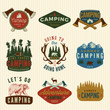 vector set of camping vintage logos, emblems, silhouettes and designs