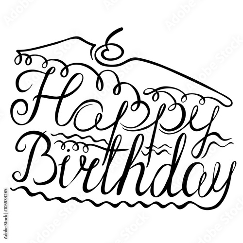 Vector Happy Birthday lettering in piece of cake ...