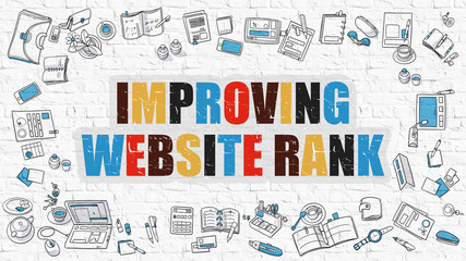Wall Mural - improving website rank concept. modern line style illustration. multicolor improving website rank dr