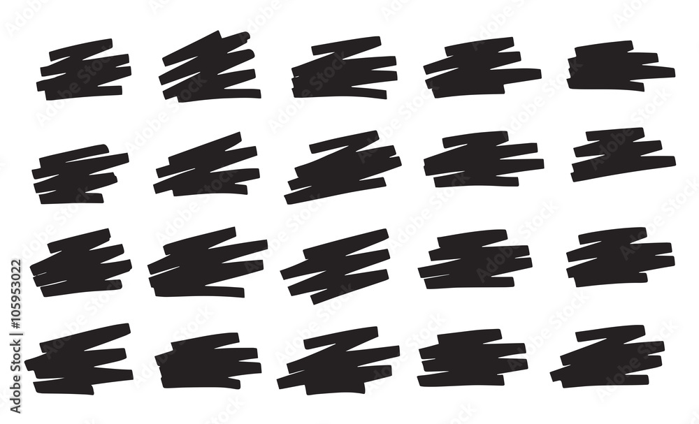 Gribouillis Noir Surligneur - Black Scribbles Marker pen - obrazy, fototapety, plakaty 