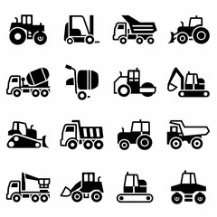 vector construction transport icon set