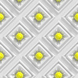 shiny yellow spheres with organically shaped connections in an array of white squares (seamless)