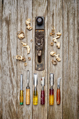 Wall Mural - old tools on a wooden table