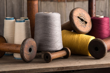 Poster - Group of Spools of Thread and Empty Spools