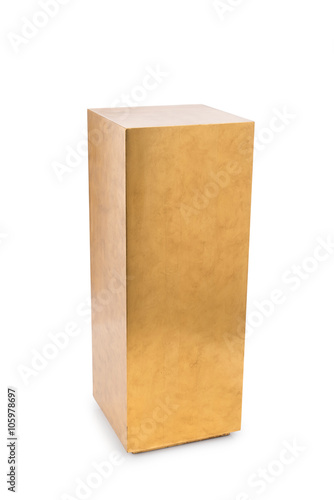 Fotografie, Obraz Tall Golden Rectangular Pedestal Cut-out