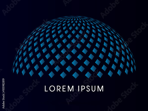 Cuadros en Lienzo Abstract Building, dome, designed using blue square geometric shape
