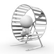 white 3d human character running in a hamster wheel 