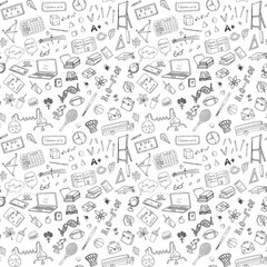 back to school seamless pattern with hand-drawn doodles. sketch element background vector illustrati