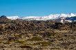 Lava field and snowy mountains at the Snaefellsnes peninsula in Iceland