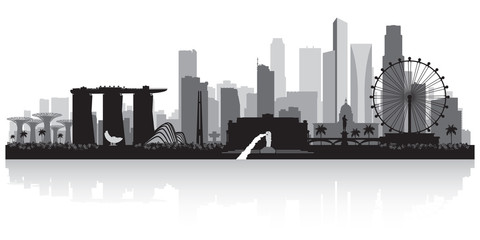 Fototapete - Singapore city skyline silhouette