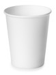 Empty white paper cup isolated on white with clipping path