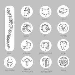 modern of thin round linear icons.