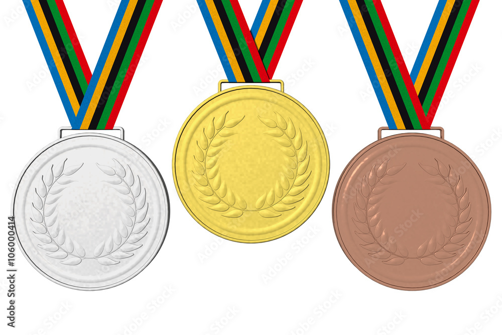HENBRANDT – Set Di 3 Medaglie Per Vincitori (Oro, Argento, Bronzo) Con Nastro Tricolore