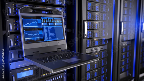 Cuadros en Lienzo Rackmount LED console in server room data center