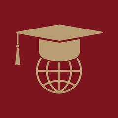 Sticker - The graduation cap and globe icon