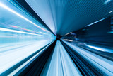 Fototapeta  - Subway tunnel with Motion blur