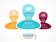Vector Teamwork Infographic. Template For Diagram, Graph, Presentation And Chart. Business Concept With 3 Options, Parts, Steps Or Processes. Group Of People Brainstorming.
